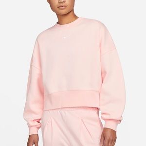 Nike Pink Oversized Fleece Crew Sweatshirt Size Large
